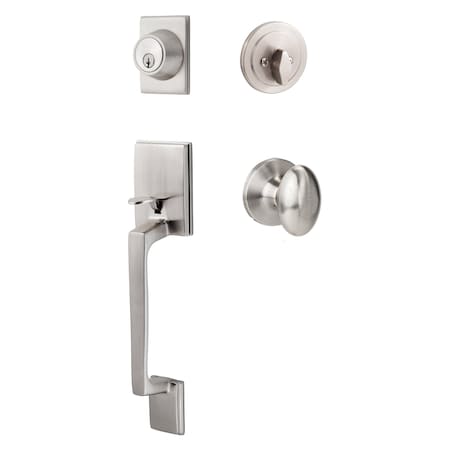 Sure-Loc Hardware Sure-Loc Hardware Coronado Handleset with Round Thumb Turn, Arapaho Handleset Trim, Satin Nickel CN507-R-AR 15